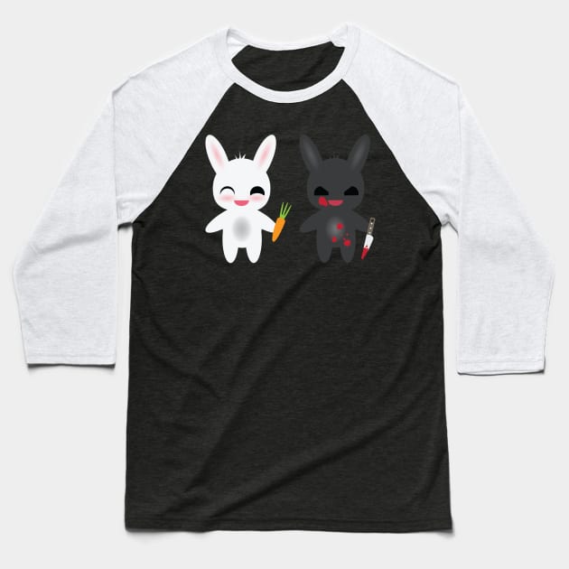 Cute rabbit and killer rabbit Baseball T-Shirt by Esbeherel